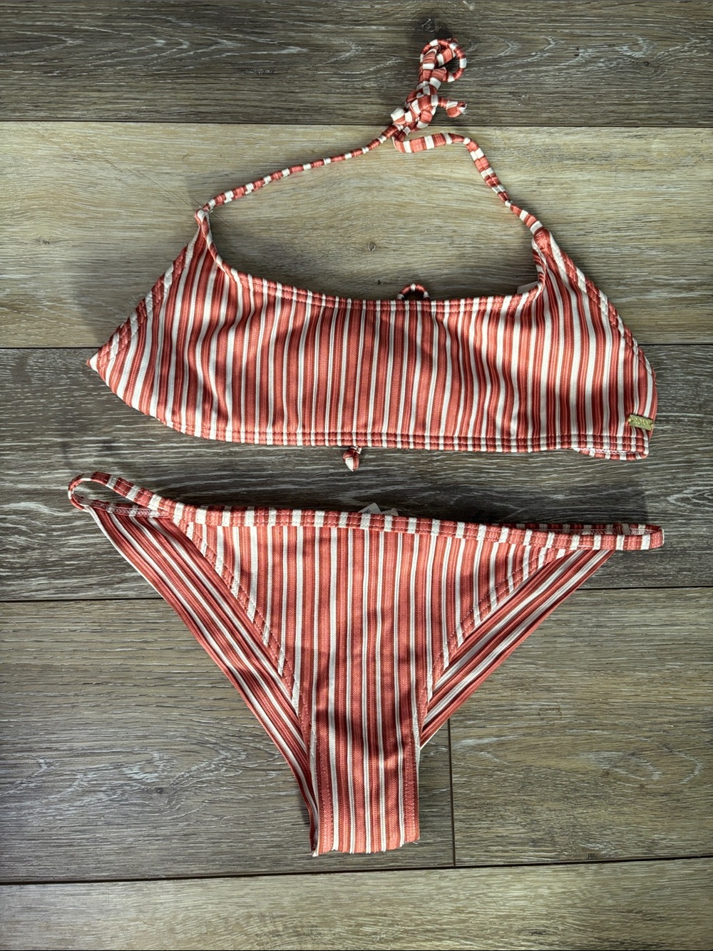 Roxy Striped Cheeky Bikini Set
